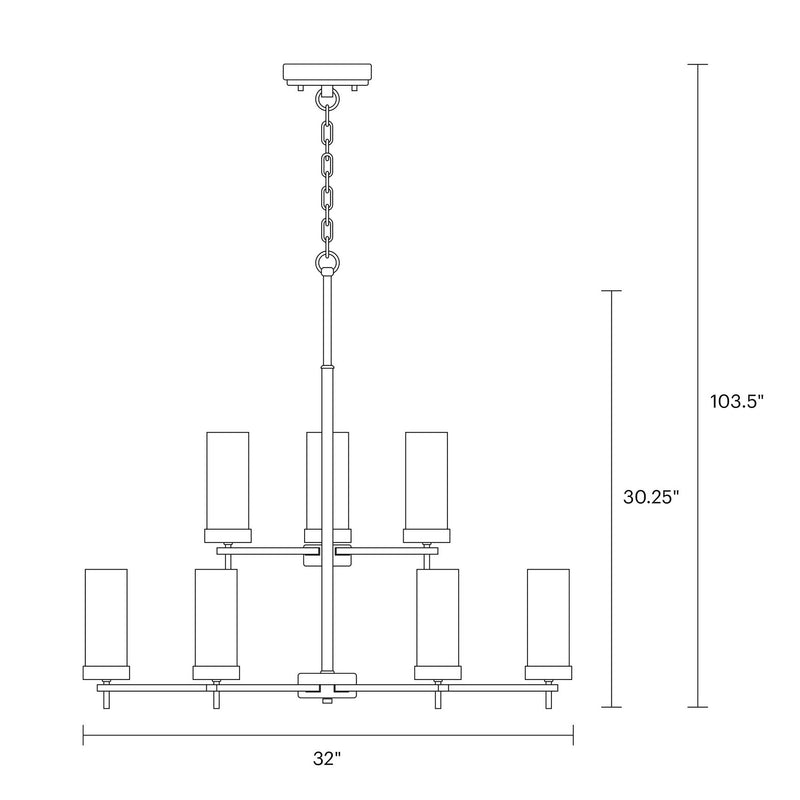 Nine Light Chandelier<br /><span style="color:#4AB0CE;">Entrega: 4-10 dias en USA</span><br /><span style="color:#4AB0CE;font-size:60%;">PREGUNTE POR ENTREGA EN PANAMA</span><br />Collection: Zire<br />Finish: Midnight Black