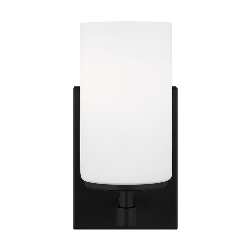 One Light Wall / Bath Sconce<br /><span style="color:#4AB0CE;">Entrega: 4-10 dias en USA</span><br /><span style="color:#4AB0CE;font-size:60%;">PREGUNTE POR ENTREGA EN PANAMA</span><br />Collection: Alturas<br />Finish: Midnight Black