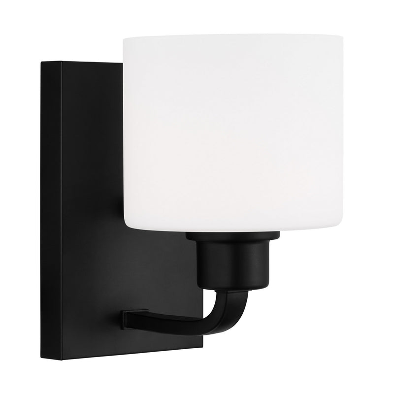 One Light Wall / Bath Sconce<br /><span style="color:#4AB0CE;">Entrega: 4-10 dias en USA</span><br /><span style="color:#4AB0CE;font-size:60%;">PREGUNTE POR ENTREGA EN PANAMA</span><br />Collection: Canfield<br />Finish: Midnight Black