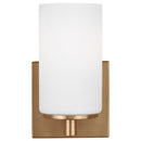 One Light Wall / Bath Sconce<br /><span style="color:#4AB0CE;">Entrega: 8-9 semanas en USA</span><br /><span style="color:#4AB0CE;font-size:60%;">PREGUNTE POR ENTREGA EN PANAMA</span><br />Collection: Hettinger<br />Finish: Satin Brass
