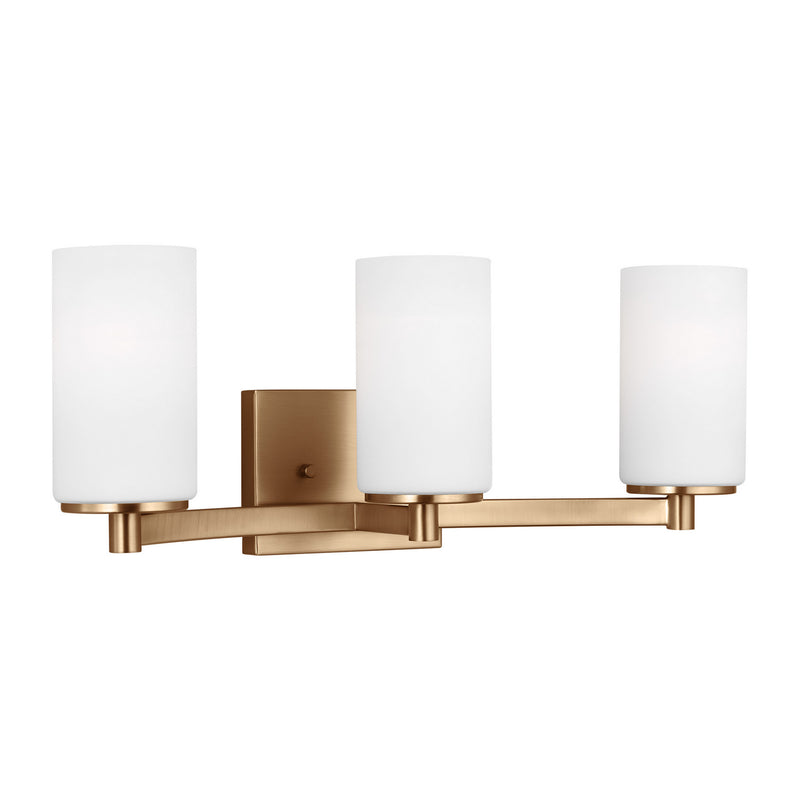 Three Light Wall / Bath<br /><span style="color:#4AB0CE;">Entrega: 4-10 dias en USA</span><br /><span style="color:#4AB0CE;font-size:60%;">PREGUNTE POR ENTREGA EN PANAMA</span><br />Collection: Hettinger<br />Finish: Satin Brass