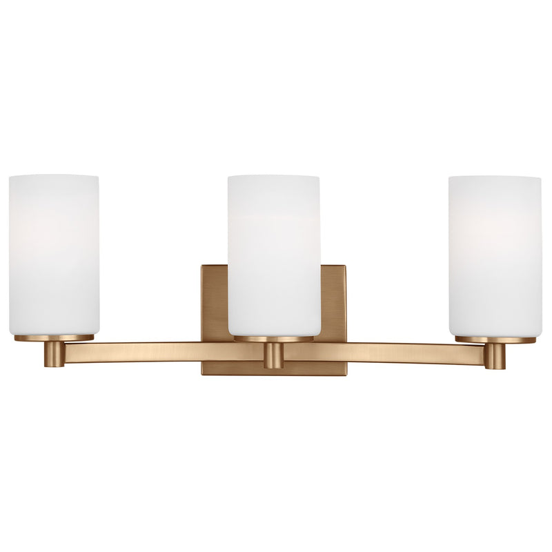 Three Light Wall / Bath<br /><span style="color:#4AB0CE;">Entrega: 4-10 dias en USA</span><br /><span style="color:#4AB0CE;font-size:60%;">PREGUNTE POR ENTREGA EN PANAMA</span><br />Collection: Hettinger<br />Finish: Satin Brass