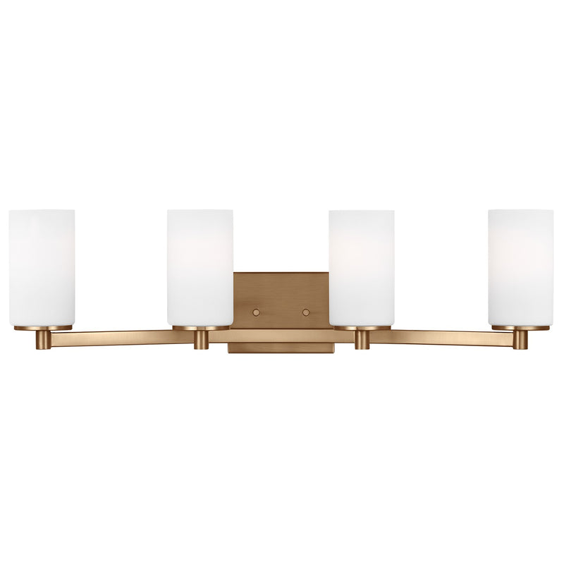 Four Light Wall / Bath<br /><span style="color:#4AB0CE;">Entrega: 4-10 dias en USA</span><br /><span style="color:#4AB0CE;font-size:60%;">PREGUNTE POR ENTREGA EN PANAMA</span><br />Collection: Hettinger<br />Finish: Satin Brass