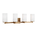 Four Light Wall / Bath<br /><span style="color:#4AB0CE;">Entrega: 4-10 dias en USA</span><br /><span style="color:#4AB0CE;font-size:60%;">PREGUNTE POR ENTREGA EN PANAMA</span><br />Collection: Hettinger<br />Finish: Satin Brass