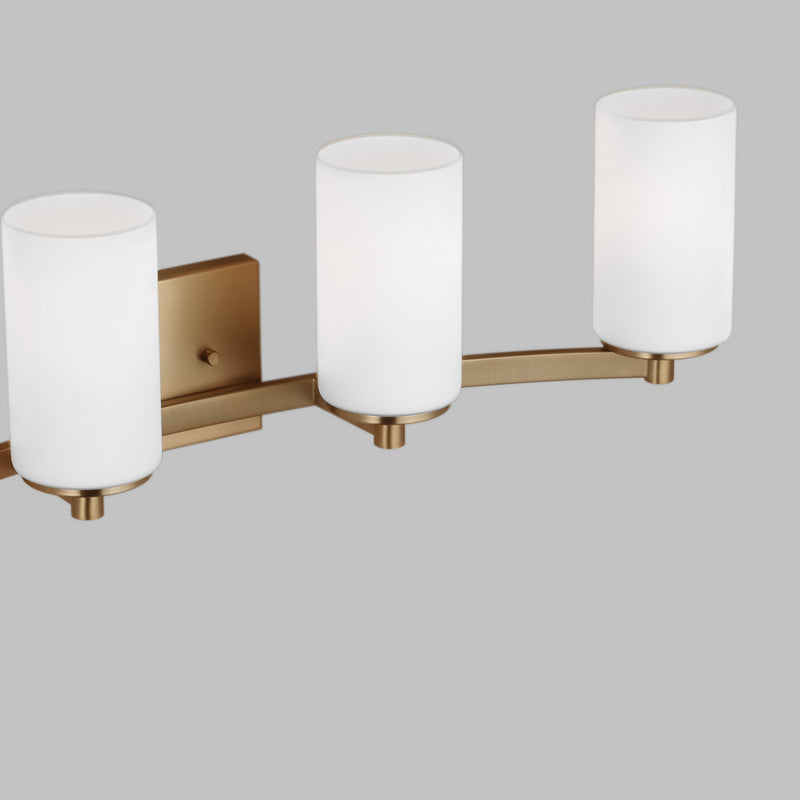 Four Light Wall / Bath<br /><span style="color:#4AB0CE;">Entrega: 4-10 dias en USA</span><br /><span style="color:#4AB0CE;font-size:60%;">PREGUNTE POR ENTREGA EN PANAMA</span><br />Collection: Hettinger<br />Finish: Satin Brass