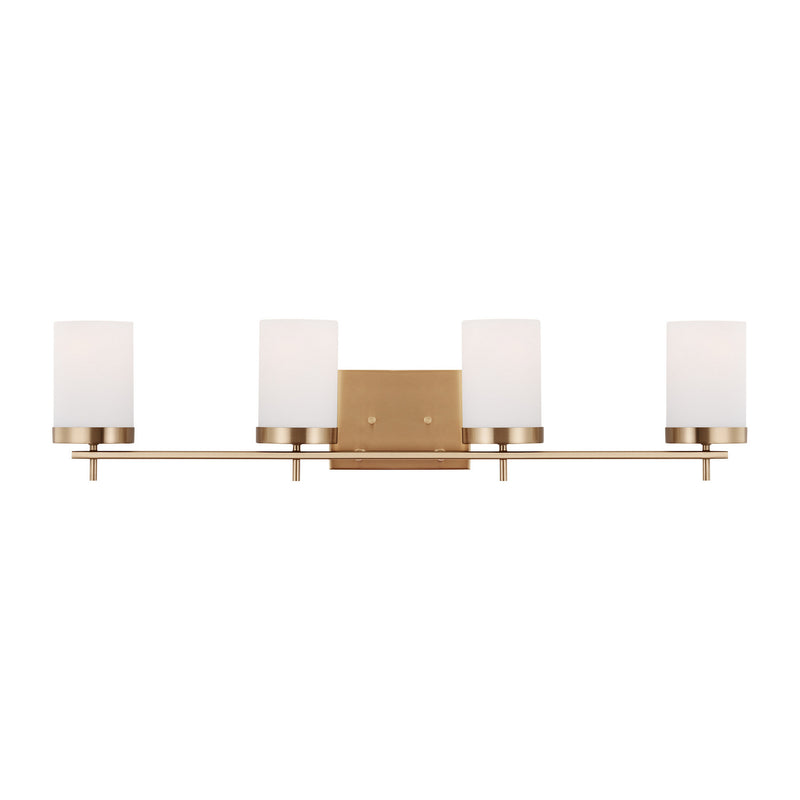 Four Light Bath<br /><span style="color:#4AB0CE;">Entrega: 4-10 dias en USA</span><br /><span style="color:#4AB0CE;font-size:60%;">PREGUNTE POR ENTREGA EN PANAMA</span><br />Collection: Zire<br />Finish: Satin Brass