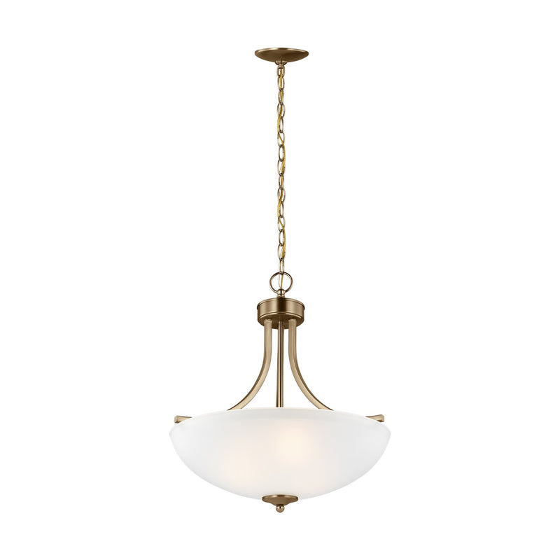Three Light Pendant<br /><span style="color:#4AB0CE;">Entrega: 4-10 dias en USA</span><br /><span style="color:#4AB0CE;font-size:60%;">PREGUNTE POR ENTREGA EN PANAMA</span><br />Collection: Geary<br />Finish: Satin Brass