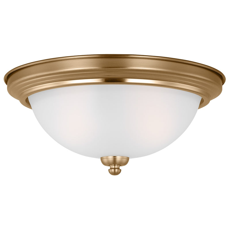 Two Light Flush Mount<br /><span style="color:#4AB0CE;">Entrega: 4-10 dias en USA</span><br /><span style="color:#4AB0CE;font-size:60%;">PREGUNTE POR ENTREGA EN PANAMA</span><br />Collection: Geary<br />Finish: Satin Brass