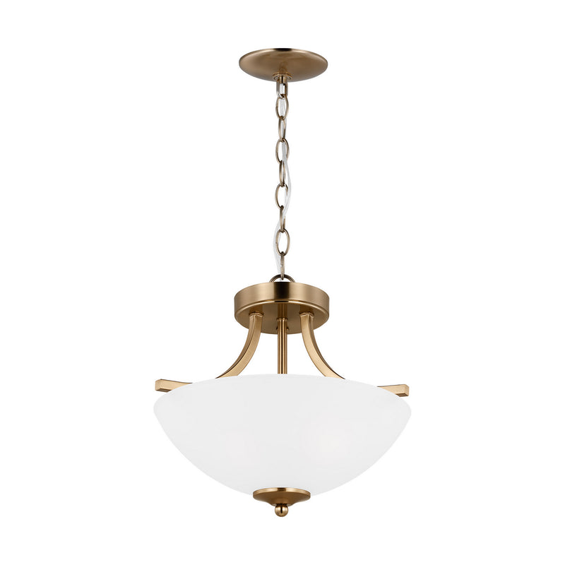 Two Light Semi-Flush Convertible Pendant<br /><span style="color:#4AB0CE;">Entrega: 4-10 dias en USA</span><br /><span style="color:#4AB0CE;font-size:60%;">PREGUNTE POR ENTREGA EN PANAMA</span><br />Collection: Geary<br />Finish: Satin Brass