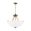 Three Light Semi-Flush Convertible Pendant<br /><span style="color:#4AB0CE;">Entrega: 14-15 semanas en USA</span><br /><span style="color:#4AB0CE;font-size:60%;">PREGUNTE POR ENTREGA EN PANAMA</span><br />Collection: Geary<br />Finish: Satin Brass
