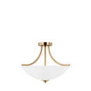Three Light Semi-Flush Convertible Pendant<br /><span style="color:#4AB0CE;">Entrega: 14-15 semanas en USA</span><br /><span style="color:#4AB0CE;font-size:60%;">PREGUNTE POR ENTREGA EN PANAMA</span><br />Collection: Geary<br />Finish: Satin Brass