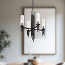 Alora - CH335418MBCR - Four Light Chandelier - Torres - Clear Ribbed Glass/Matte Black