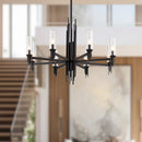 Alora - CH335836MBCR - Eight Light Chandelier - Torres - Clear Ribbed Glass/Matte Black