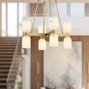 Alora - CH338822VBAR - Eight Light Chandelier - Lucian - Vintage Brass/Alabaster