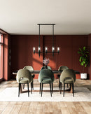 Alora - LP335838MBCR - Eight Light Pendant - Torres - Clear Ribbed Glass/Matte Black