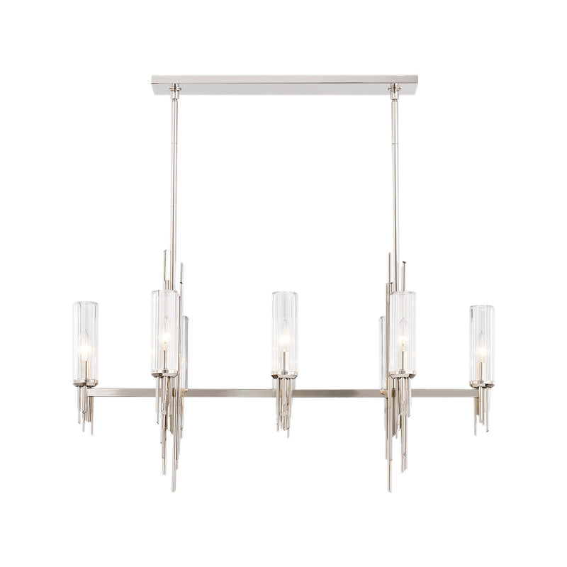Alora - LP335838PNCR - Eight Light Pendant - Torres - Polished Nickel/Ribbed Glass