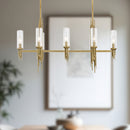 Alora - LP335838VBCR - Eight Light Pendant - Torres - Ribbed Glass/Vintage Brass