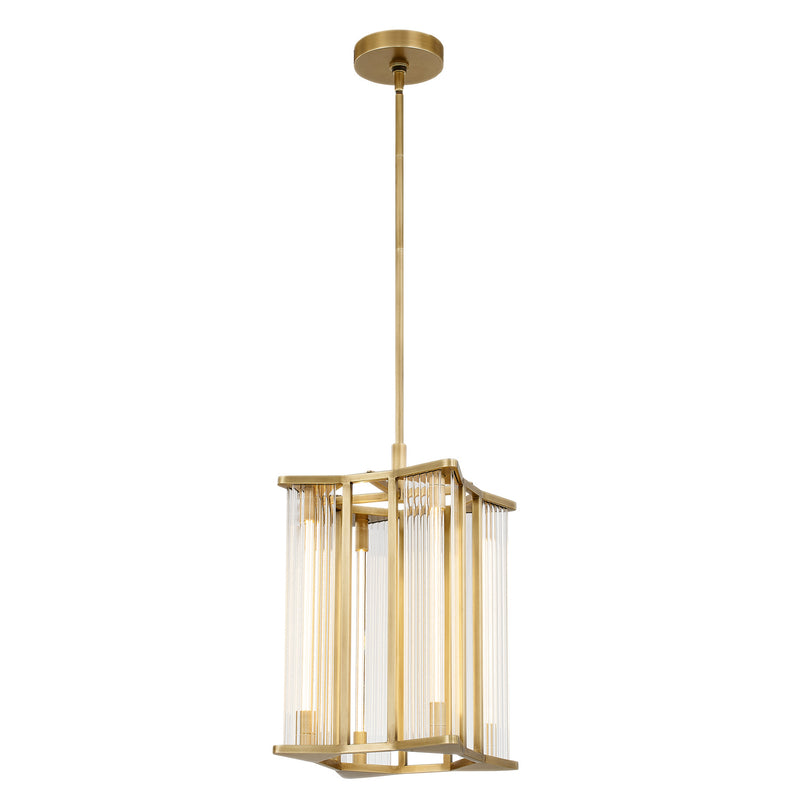 Alora - PD339415VBCR - LED Pendant - Sabre - Ribbed Glass/Vintage Brass