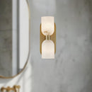 Two Light Vanity<br /><span style="color:#4AB0CE;">Entrega: 4-10 dias en USA</span><br /><span style="color:#4AB0CE;font-size:60%;">PREGUNTE POR ENTREGA EN PANAMA</span><br />Collection: Lucian<br />Finish: Vintage Brass/Alabaster