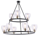 Minka-Lavery - 2439-878 - Nine Light Chandelier - Winsley - Coal w/Stained Brass