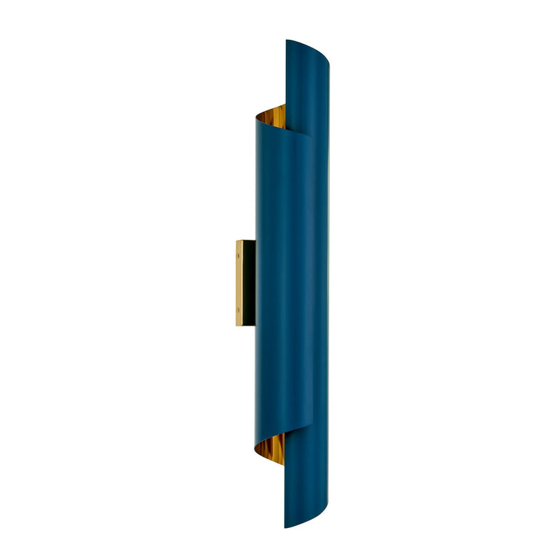 Kalco - 514721PBN - Two Light Wall Sconce - Piaga - Matte Blue and Polished Brass