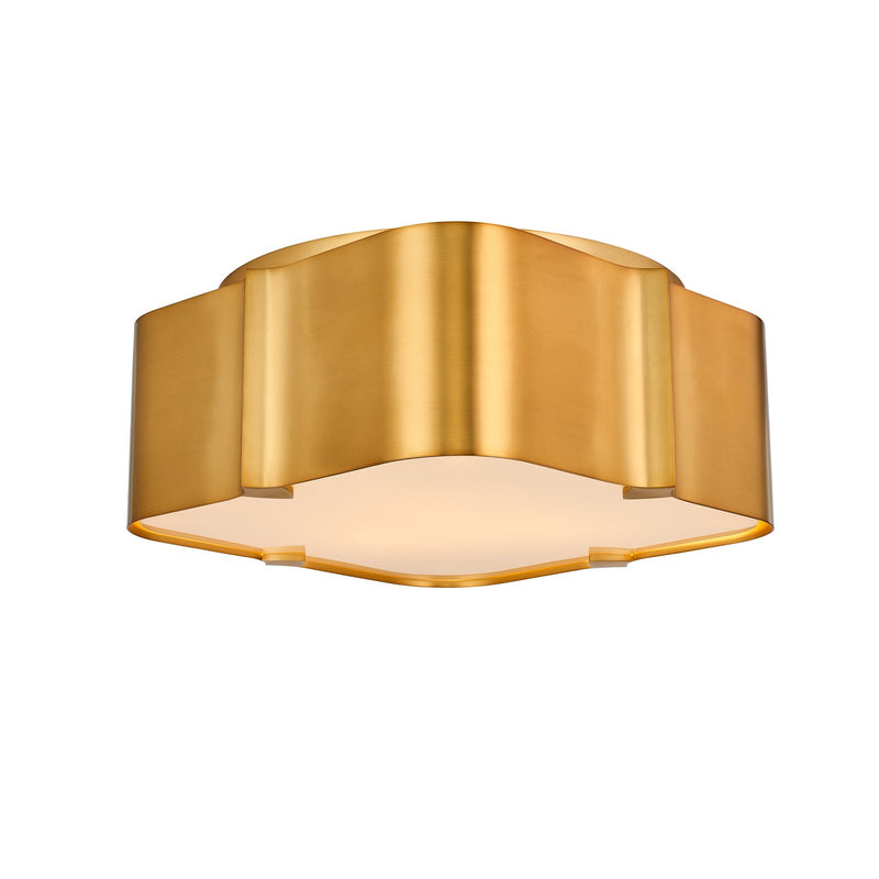 Kalco - 516342WB - Three Light Flush Mount - Lotus - Winter Brass