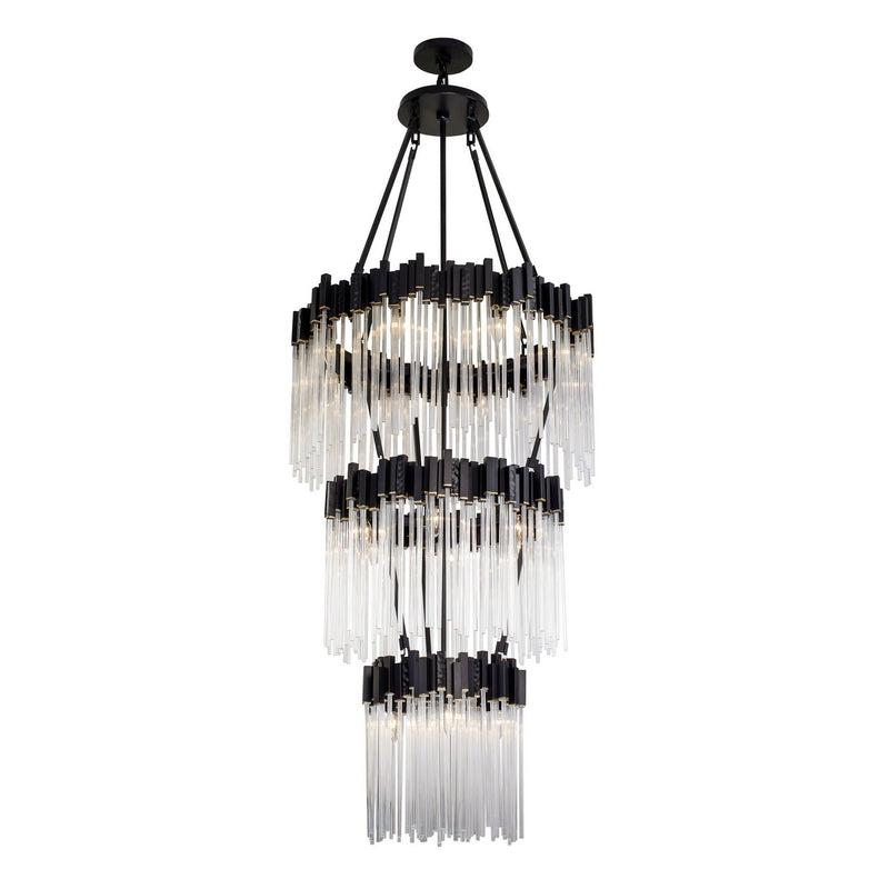 18 Light Chandelier<br /><span style="color:#4AB0CE;">Entrega: 4-10 dias en USA</span><br /><span style="color:#4AB0CE;font-size:60%;">PREGUNTE POR ENTREGA EN PANAMA</span><br />Collection: Matrix<br />Finish: Matte Black/French Gold