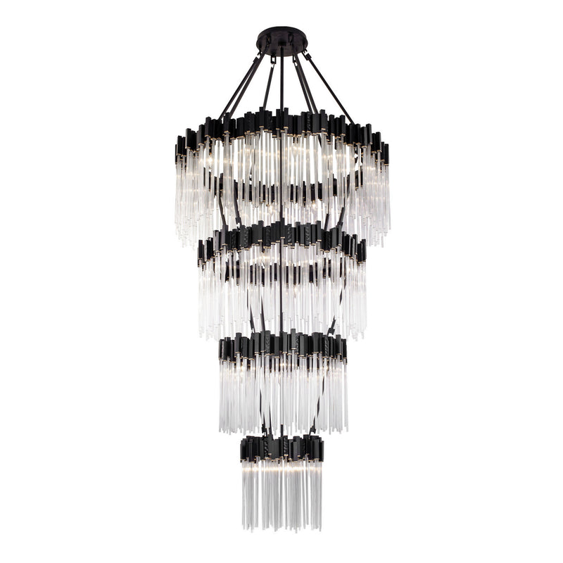 30 Light Chandelier<br /><span style="color:#4AB0CE;">Entrega: 4-10 dias en USA</span><br /><span style="color:#4AB0CE;font-size:60%;">PREGUNTE POR ENTREGA EN PANAMA</span><br />Collection: Matrix<br />Finish: Matte Black/French Gold