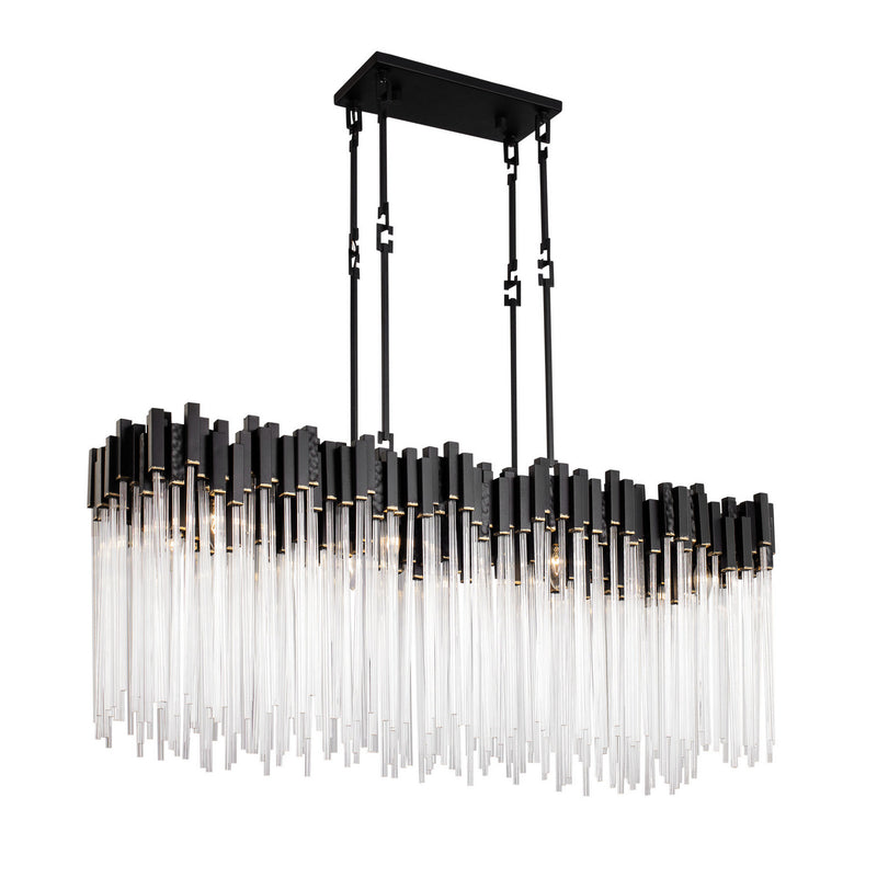 Eight Light Linear Pendant<br /><span style="color:#4AB0CE;">Entrega: 4-10 dias en USA</span><br /><span style="color:#4AB0CE;font-size:60%;">PREGUNTE POR ENTREGA EN PANAMA</span><br />Collection: Matrix<br />Finish: Matte Black/French Gold