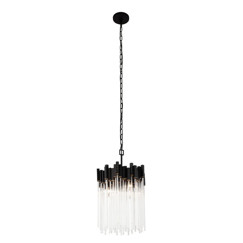 Three Light Pendant<br /><span style="color:#4AB0CE;">Entrega: 4-10 dias en USA</span><br /><span style="color:#4AB0CE;font-size:60%;">PREGUNTE POR ENTREGA EN PANAMA</span><br />Collection: Matrix<br />Finish: Matte Black/French Gold