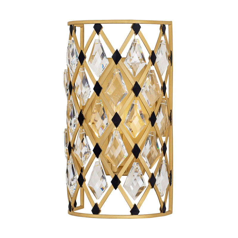 One Light Wall Sconce<br /><span style="color:#4AB0CE;">Entrega: 4-10 dias en USA</span><br /><span style="color:#4AB0CE;font-size:60%;">PREGUNTE POR ENTREGA EN PANAMA</span><br />Collection: Windsor<br />Finish: French Gold/Matte Black