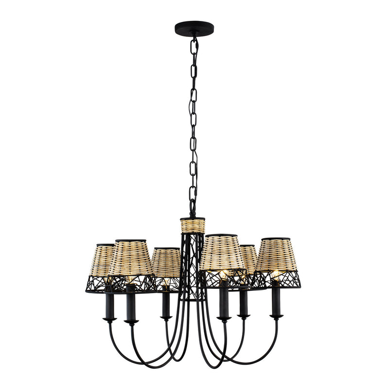 Six Light Chandelier<br /><span style="color:#4AB0CE;">Entrega: 4-10 dias en USA</span><br /><span style="color:#4AB0CE;font-size:60%;">PREGUNTE POR ENTREGA EN PANAMA</span><br />Collection: Cayman<br />Finish: Black