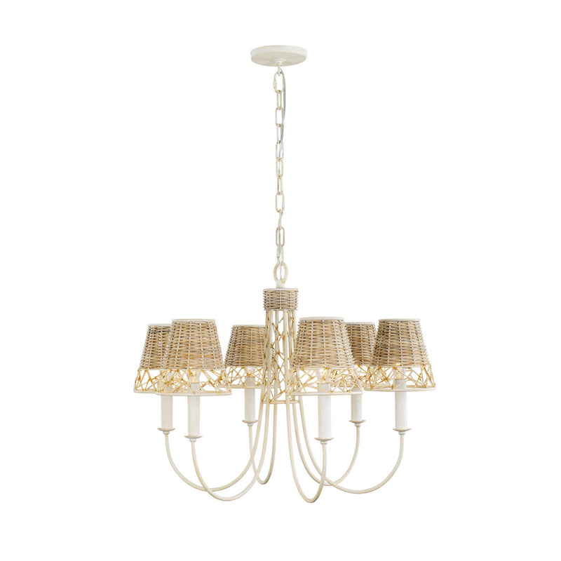 Six Light Chandelier<br /><span style="color:#4AB0CE;">Entrega: 4-10 dias en USA</span><br /><span style="color:#4AB0CE;font-size:60%;">PREGUNTE POR ENTREGA EN PANAMA</span><br />Collection: Cayman<br />Finish: Country White