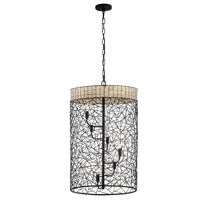 Six Light Foyer Pendant<br /><span style="color:#4AB0CE;">Entrega: 4-10 dias en USA</span><br /><span style="color:#4AB0CE;font-size:60%;">PREGUNTE POR ENTREGA EN PANAMA</span><br />Collection: Cayman<br />Finish: Black