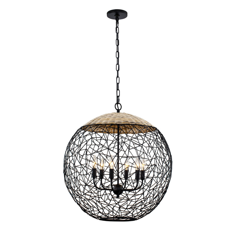 Six Light Pendant<br /><span style="color:#4AB0CE;">Entrega: 4-10 dias en USA</span><br /><span style="color:#4AB0CE;font-size:60%;">PREGUNTE POR ENTREGA EN PANAMA</span><br />Collection: Cayman<br />Finish: Black