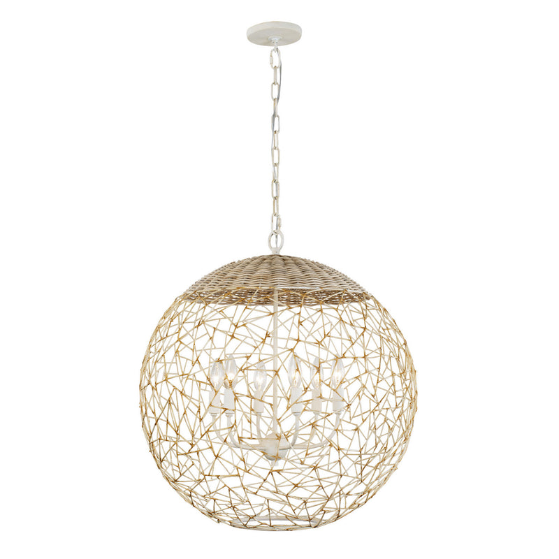 Six Light Pendant<br /><span style="color:#4AB0CE;">Entrega: 4-10 dias en USA</span><br /><span style="color:#4AB0CE;font-size:60%;">PREGUNTE POR ENTREGA EN PANAMA</span><br />Collection: Cayman<br />Finish: Country White