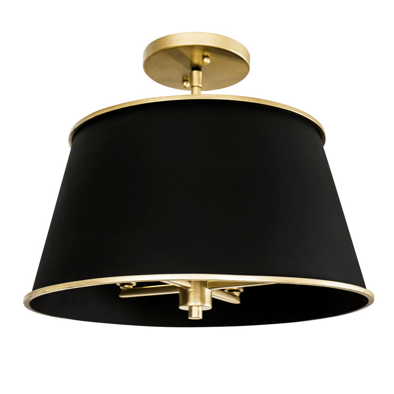 Four Light Semi-Flush Mount<br /><span style="color:#4AB0CE;">Entrega: 4-10 dias en USA</span><br /><span style="color:#4AB0CE;font-size:60%;">PREGUNTE POR ENTREGA EN PANAMA</span><br />Collection: Coco<br />Finish: Matte Black/French Gold
