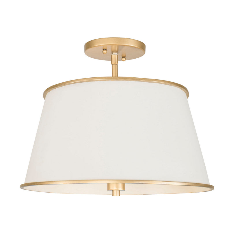 Four Light Semi-Flush Mount<br /><span style="color:#4AB0CE;">Entrega: 4-10 dias en USA</span><br /><span style="color:#4AB0CE;font-size:60%;">PREGUNTE POR ENTREGA EN PANAMA</span><br />Collection: Coco<br />Finish: Matte White/French Gold