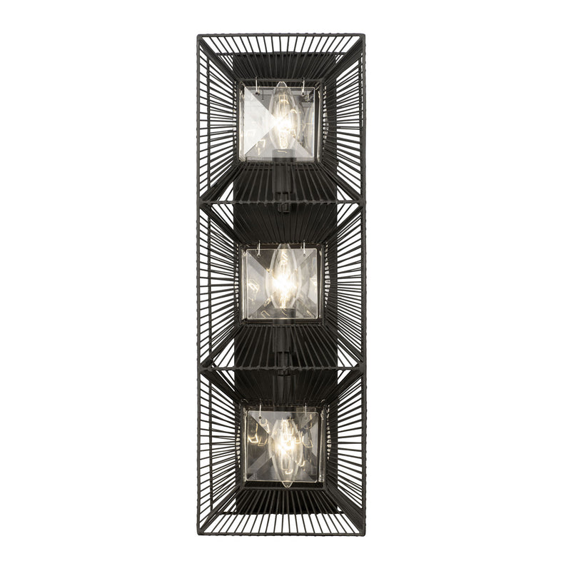 Three Light Wall Sconce<br /><span style="color:#4AB0CE;">Entrega: 4-10 dias en USA</span><br /><span style="color:#4AB0CE;font-size:60%;">PREGUNTE POR ENTREGA EN PANAMA</span><br />Collection: Arcade<br />Finish: Carbon