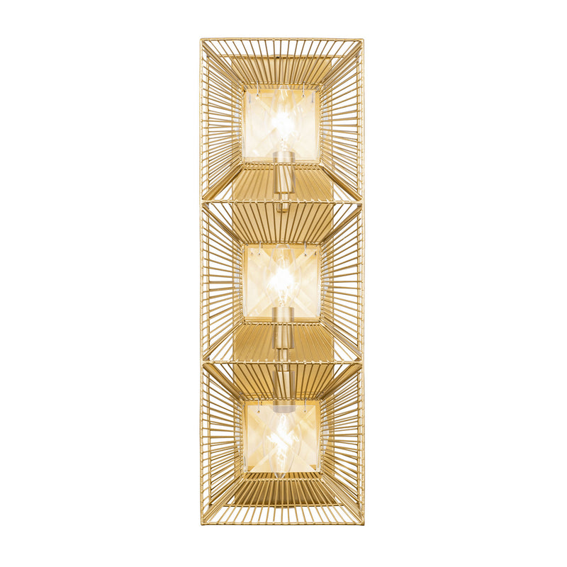 Three Light Wall Sconce<br /><span style="color:#4AB0CE;">Entrega: 4-10 dias en USA</span><br /><span style="color:#4AB0CE;font-size:60%;">PREGUNTE POR ENTREGA EN PANAMA</span><br />Collection: Arcade<br />Finish: French Gold