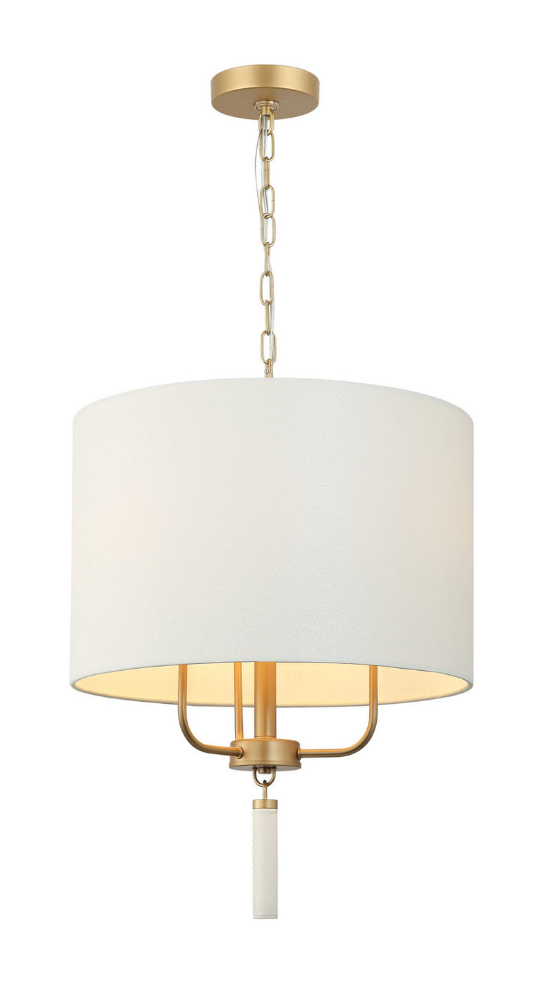 Three Light Pendant<br /><span style="color:#4AB0CE;">Entrega: 2-3 semanas en USA</span><br /><span style="color:#4AB0CE;font-size:60%;">PREGUNTE POR ENTREGA EN PANAMA</span><br />Collection: Secret Agent<br />Finish: Painted Gold/White Leather