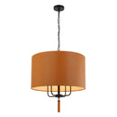 Four Light Pendant<br /><span style="color:#4AB0CE;">Entrega: 4-10 dias en USA</span><br /><span style="color:#4AB0CE;font-size:60%;">PREGUNTE POR ENTREGA EN PANAMA</span><br />Collection: Secret Agent<br />Finish: Black/Camel Leather