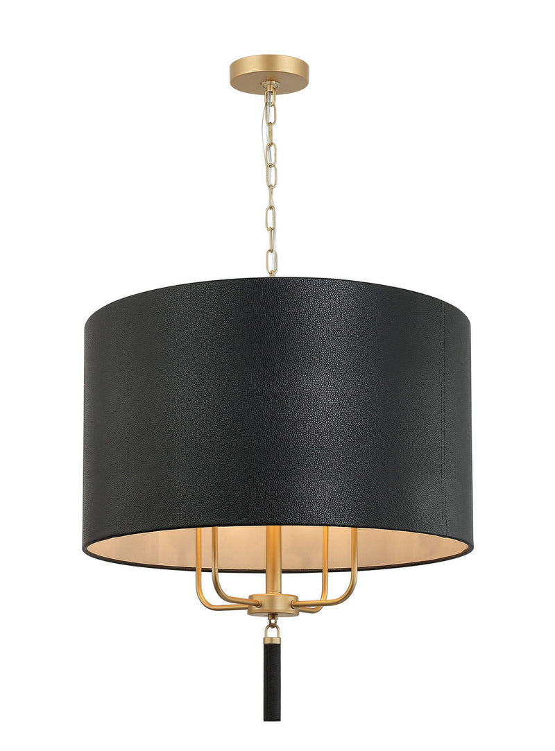 Four Light Pendant<br /><span style="color:#4AB0CE;">Entrega: 4-10 dias en USA</span><br /><span style="color:#4AB0CE;font-size:60%;">PREGUNTE POR ENTREGA EN PANAMA</span><br />Collection: Secret Agent<br />Finish: Painted Gold/Black Leather