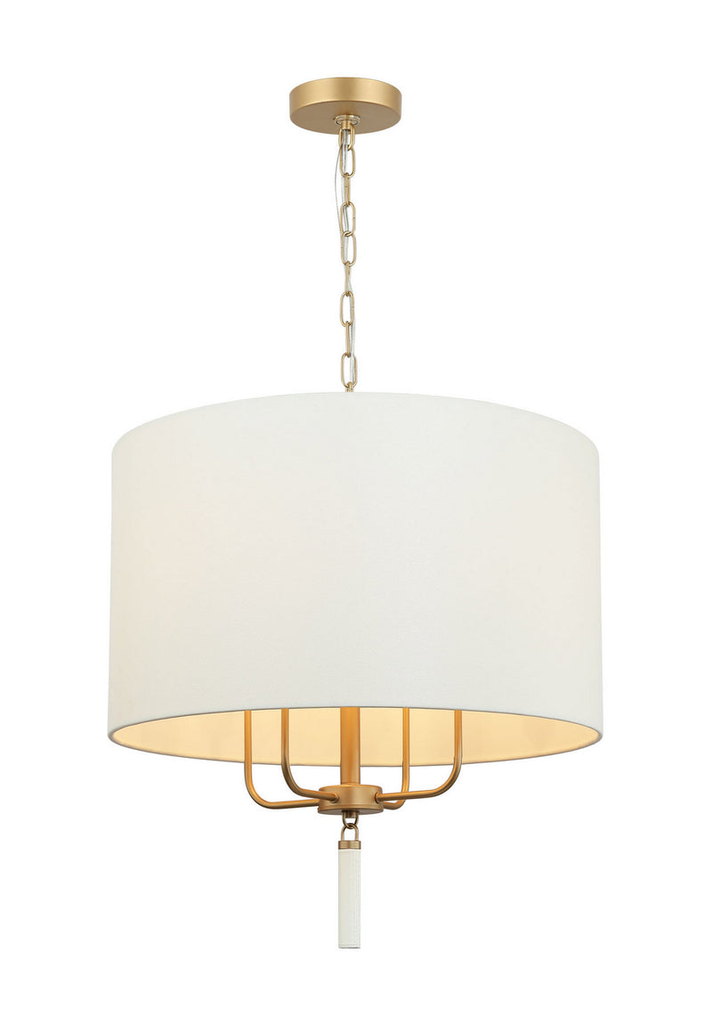 Four Light Pendant<br /><span style="color:#4AB0CE;">Entrega: 6-7 semanas en USA</span><br /><span style="color:#4AB0CE;font-size:60%;">PREGUNTE POR ENTREGA EN PANAMA</span><br />Collection: Secret Agent<br />Finish: Painted Gold/White Leather