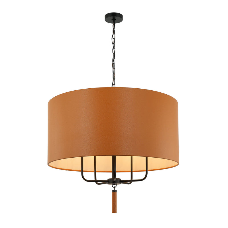 Five Light Pendant<br /><span style="color:#4AB0CE;">Entrega: 4-10 dias en USA</span><br /><span style="color:#4AB0CE;font-size:60%;">PREGUNTE POR ENTREGA EN PANAMA</span><br />Collection: Secret Agent<br />Finish: Black/Camel Leather