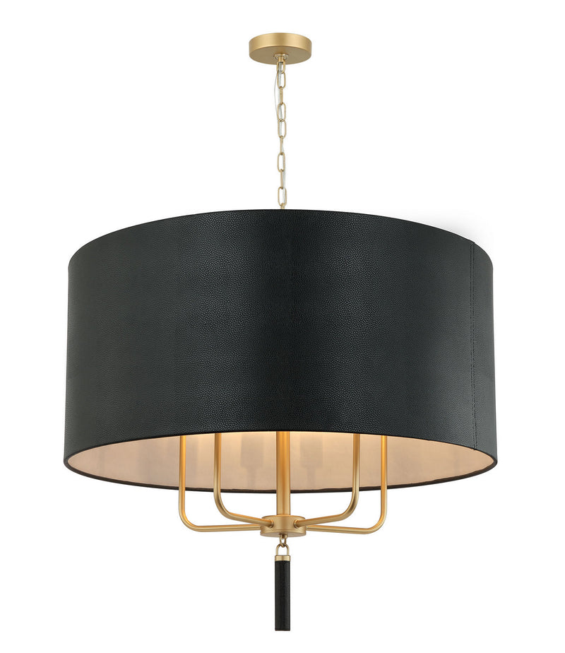 Five Light Pendant<br /><span style="color:#4AB0CE;">Entrega: 2-3 semanas en USA</span><br /><span style="color:#4AB0CE;font-size:60%;">PREGUNTE POR ENTREGA EN PANAMA</span><br />Collection: Secret Agent<br />Finish: Painted Gold/Black Leather