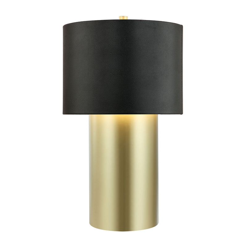 One Light Table Lamp<br /><span style="color:#4AB0CE;">Entrega: 6-7 semanas en USA</span><br /><span style="color:#4AB0CE;font-size:60%;">PREGUNTE POR ENTREGA EN PANAMA</span><br />Collection: Secret Agent<br />Finish: Painted Gold/Black Leather