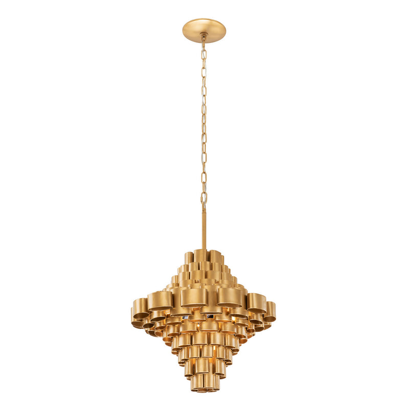 Five Light Foyer Pendant<br /><span style="color:#4AB0CE;">Entrega: 4-10 dias en USA</span><br /><span style="color:#4AB0CE;font-size:60%;">PREGUNTE POR ENTREGA EN PANAMA</span><br />Collection: Totally Tubular<br />Finish: Antique Gold/Carbon Black