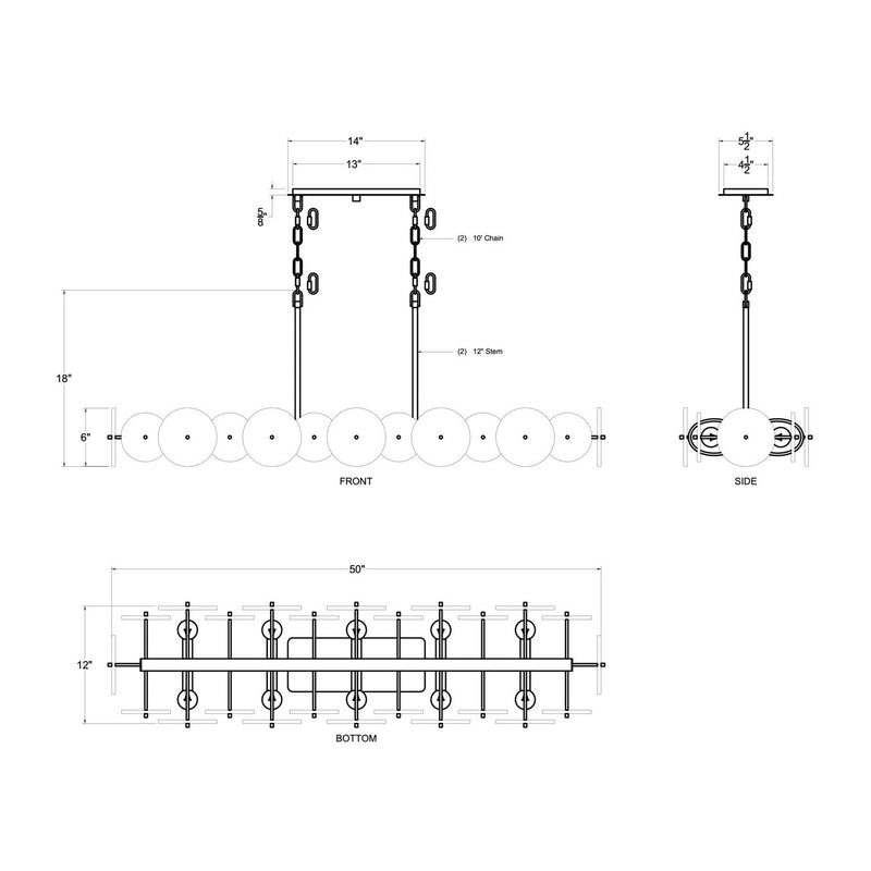 Varaluz - 370N10HG - Ten Light Linear Pendant - Cosmos - Havana Gold