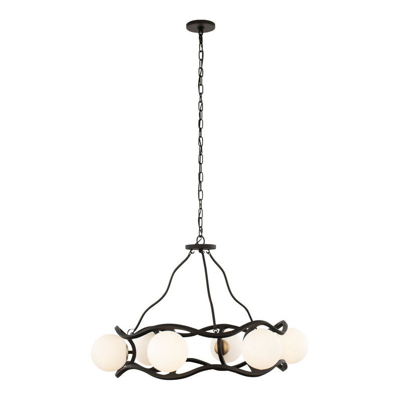 Six Light Chandelier<br /><span style="color:#4AB0CE;">Entrega: 4-10 dias en USA</span><br /><span style="color:#4AB0CE;font-size:60%;">PREGUNTE POR ENTREGA EN PANAMA</span><br />Collection: Black Betty<br />Finish: Carbon/French Gold